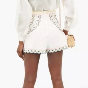 Zimmermann Peggy embroidered mini shorts NWT